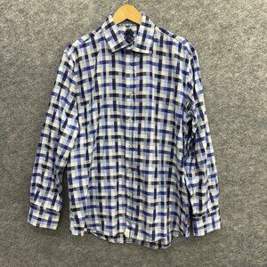 English Laundry Men's Dress Shirt, 100% Cotton,Blue Striped, Size 16.5 36/37